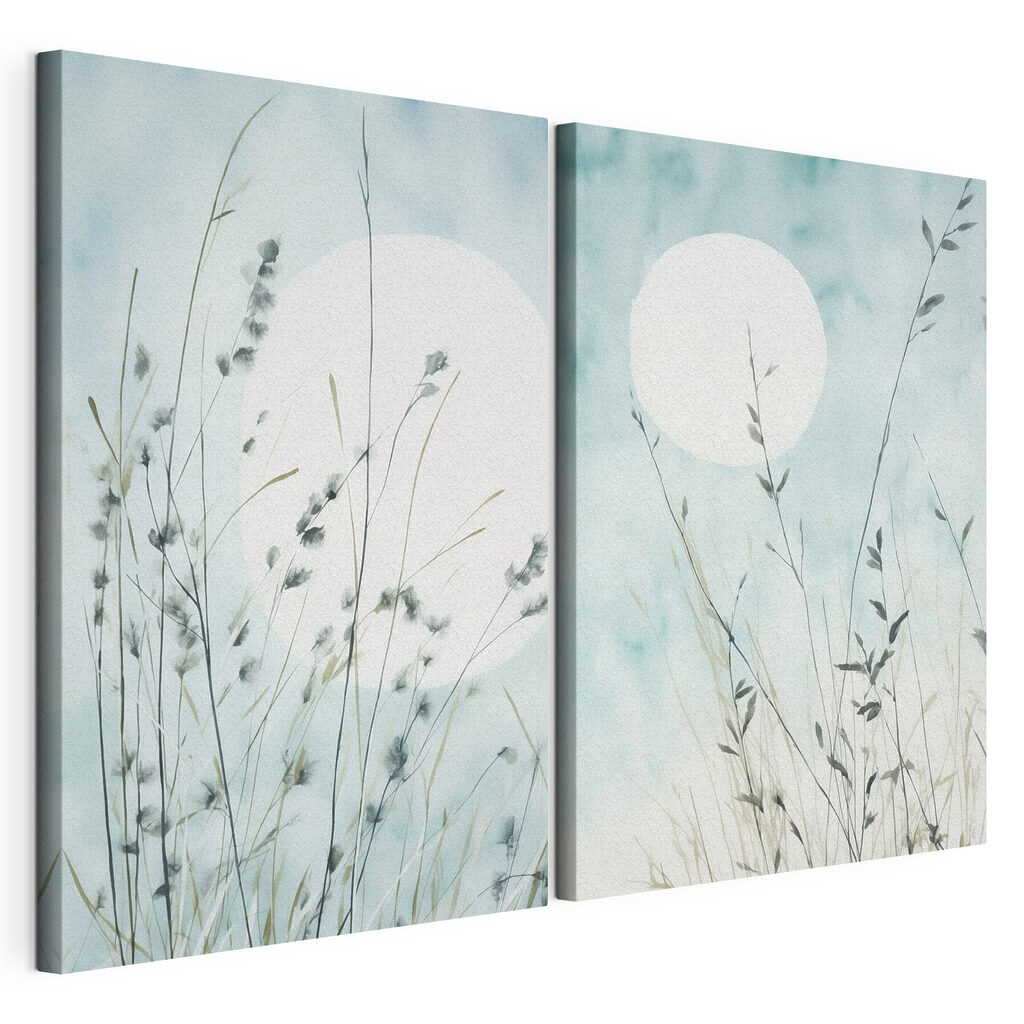 Schilderij van gras en de zon — productweergave