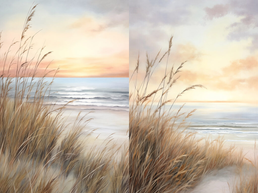 Schilderij van een strand en een strand — volledig ontwerp