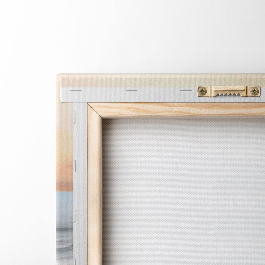 Schilderij van een strand en een strand — achterkant