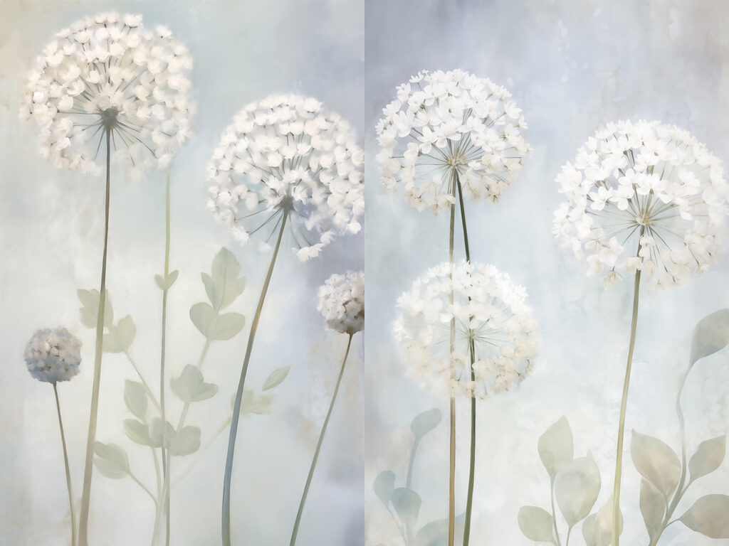 Collage van witte bloemen — volledig ontwerp