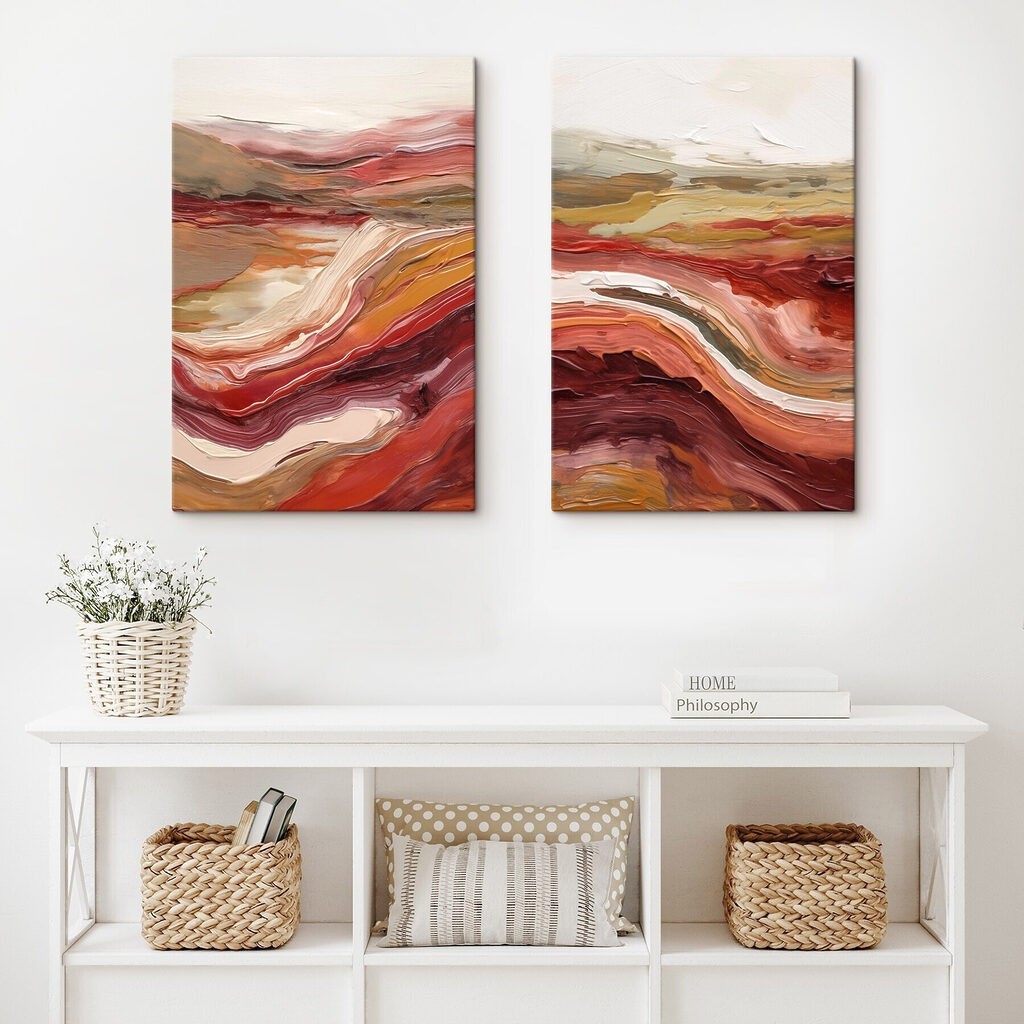 Schilderij van rode en witte golven — interieur 2