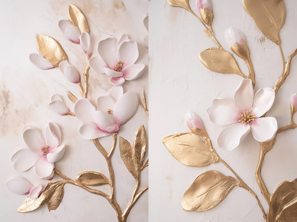 Collage van bloemen en bladeren — volledig ontwerp