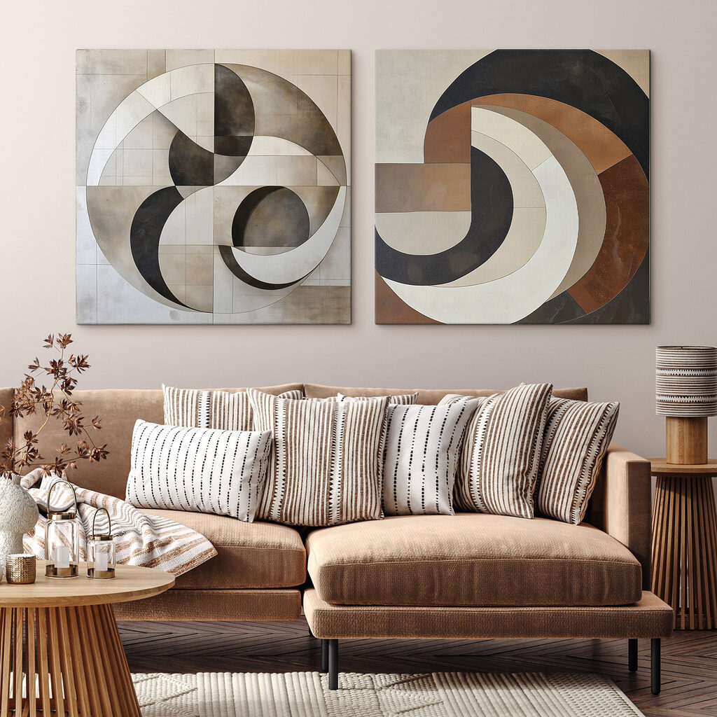 Twee kunstwerken in een interieur