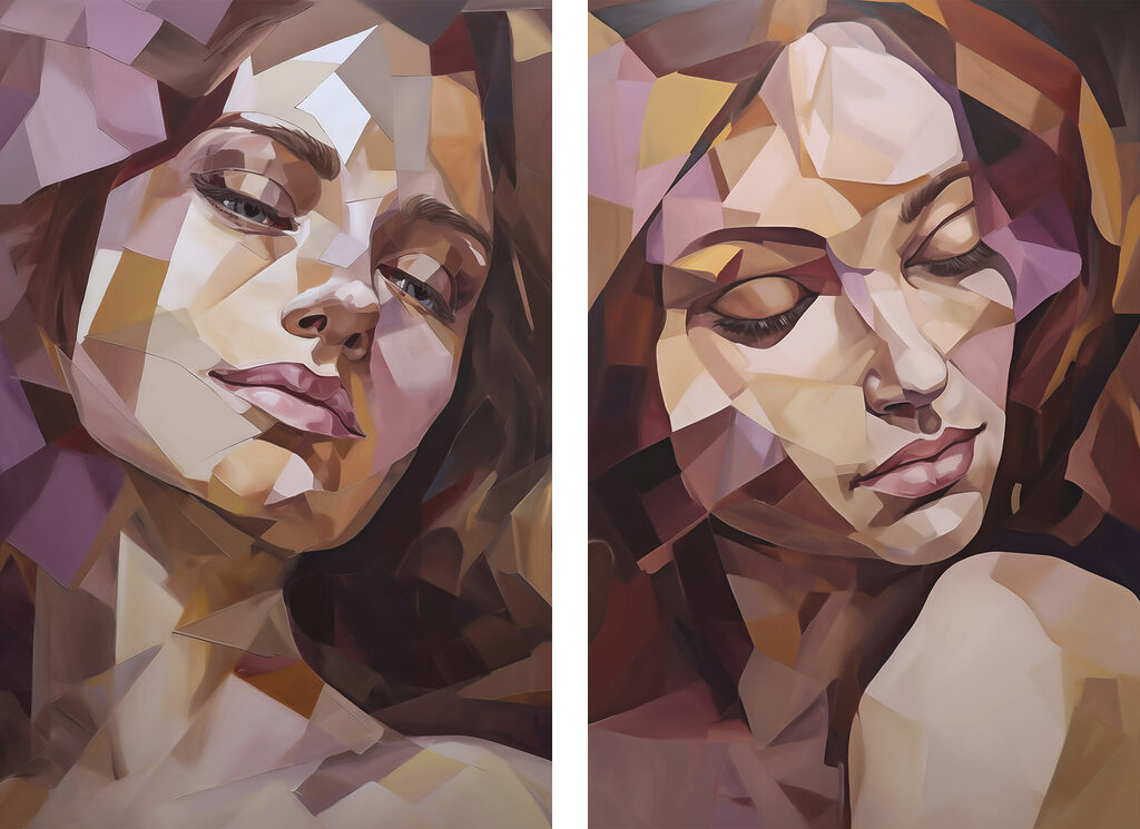 Collage van het gezicht van een vrouw — volledig ontwerp
