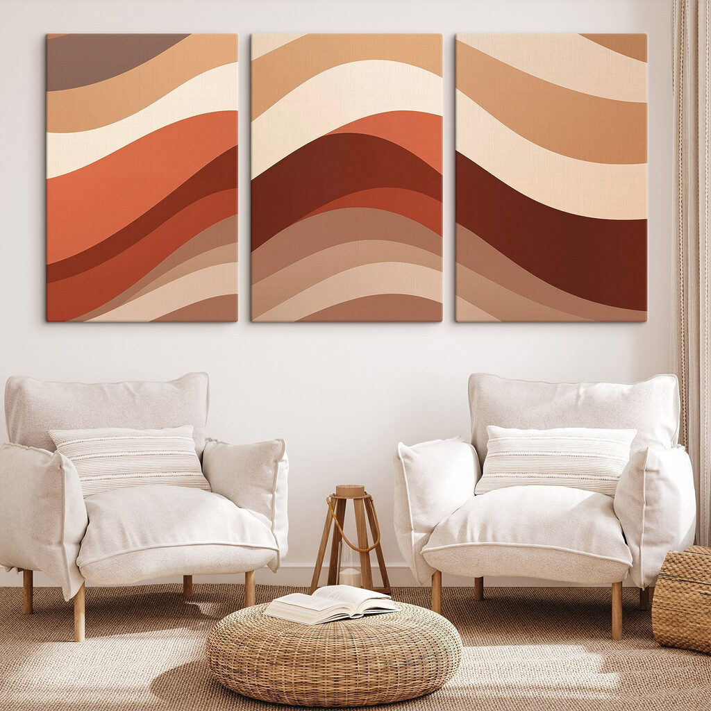 Golvende stromen van warme kleuren — interieur 1
