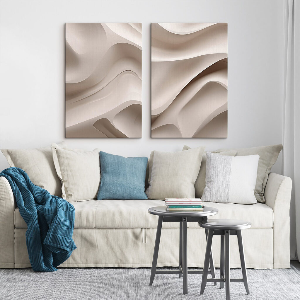 Zachte rondingen in neutrale tinten in een interieur
