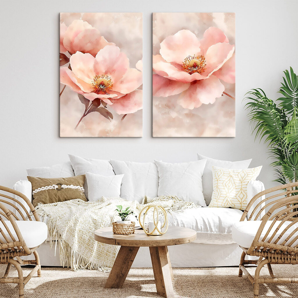 Verfijnde bloemen in zachte pasteltinten — interieur 1