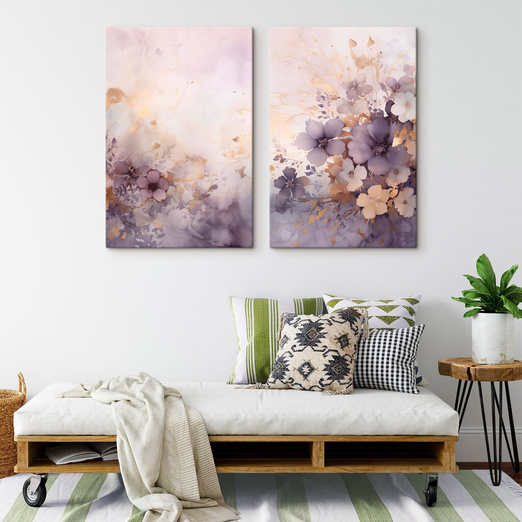Schilderij van bloemen op een witte achtergrond — interieur 1