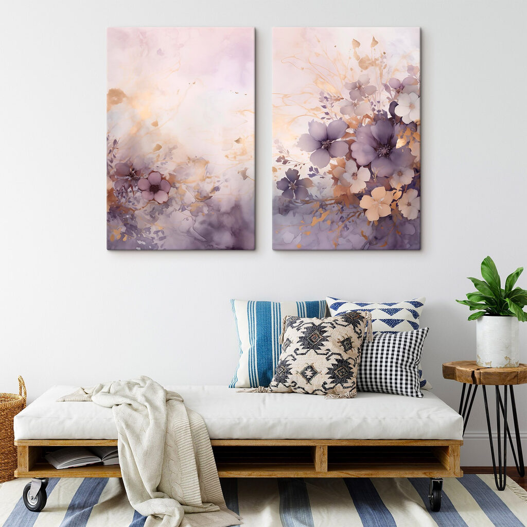 Schilderij van bloemen op een witte achtergrond — interieur 2