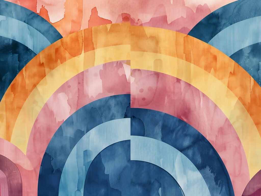 Kleurrijke aquarelschilderij met cirkels — volledig ontwerp