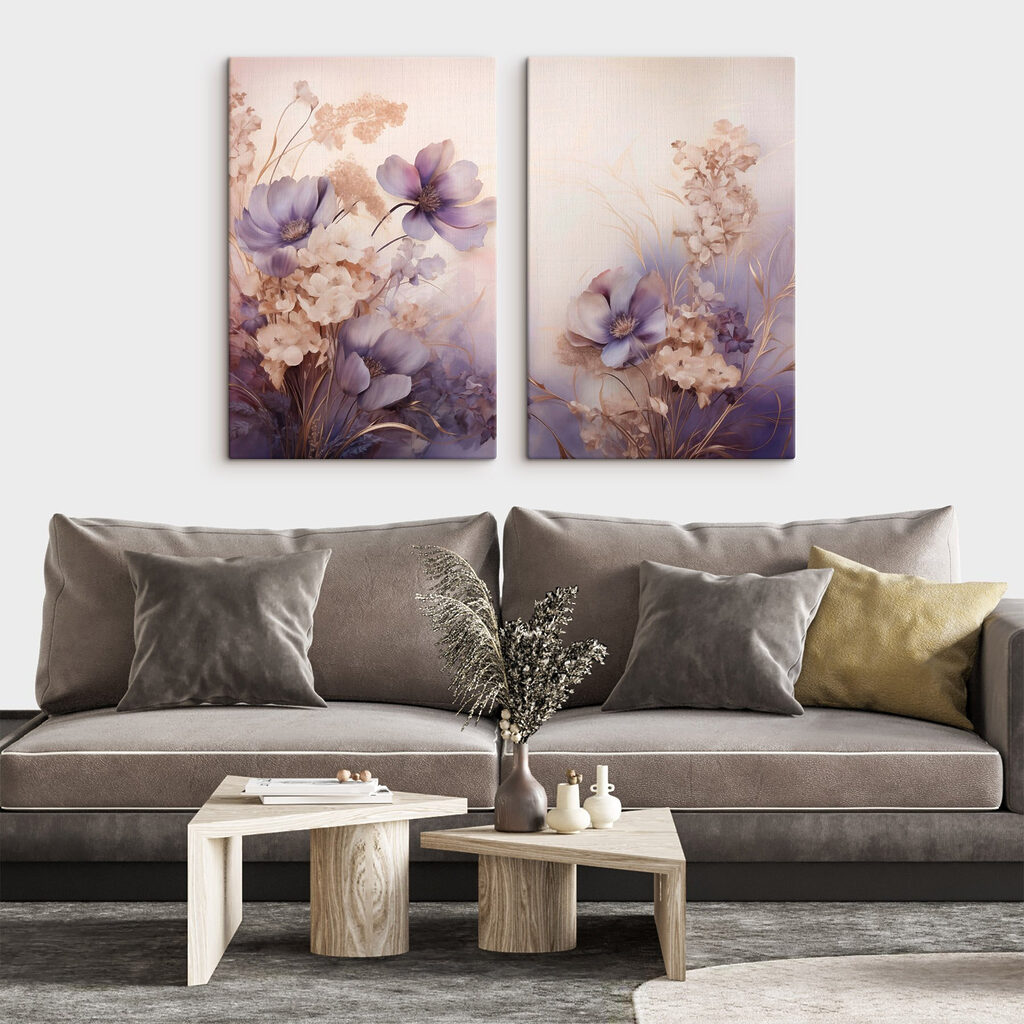 Verfijnde bloemen in zachte pasteltinten — interieur 1