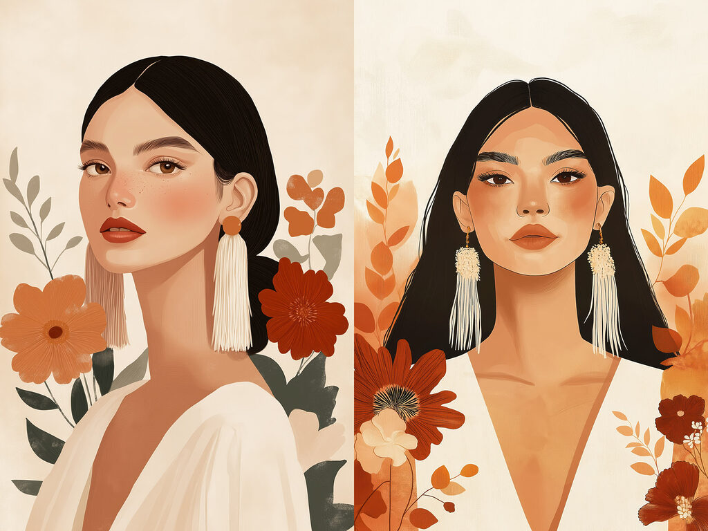 Collage van een vrouw met bloemen — volledig ontwerp