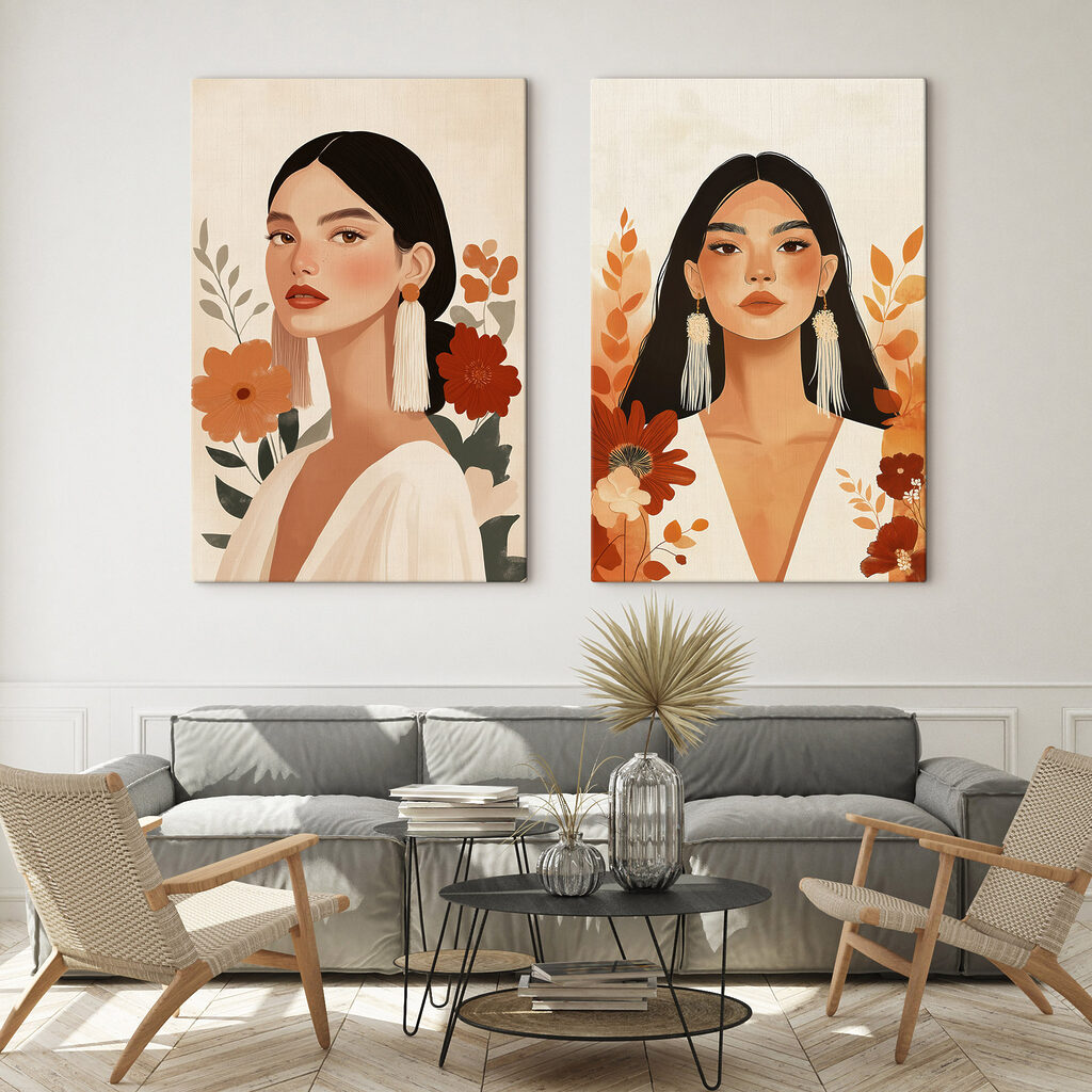 Collage van een vrouw met bloemen — interieur 2