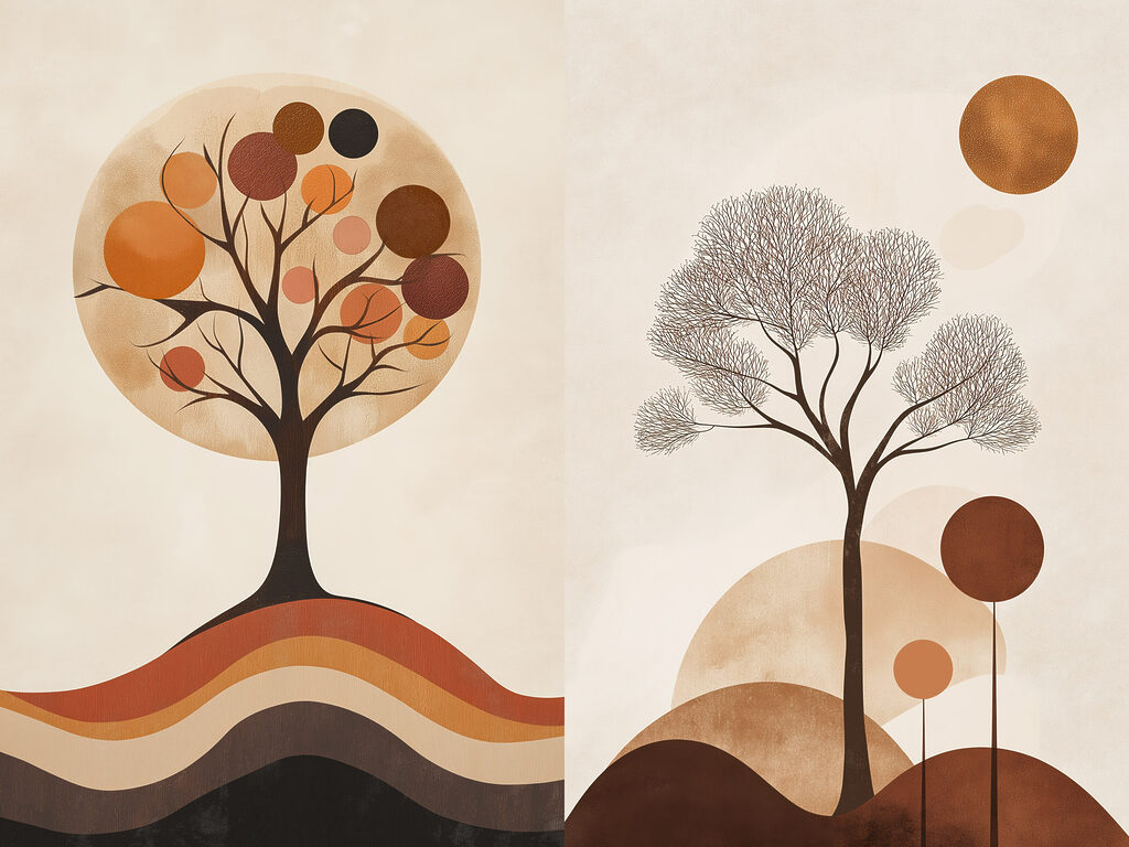 Twee afbeeldingen van bomen — volledig ontwerp