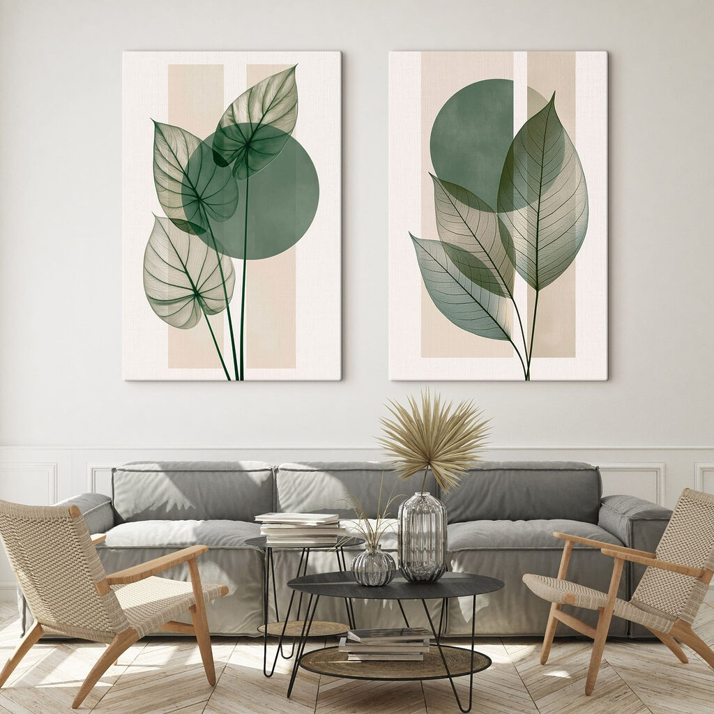 Elegante groene bladeren op een zachte achtergrond — interieur 1