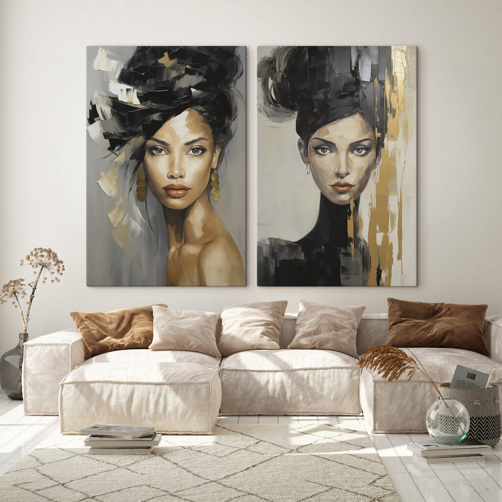 Schilderij van een vrouw in een interieur