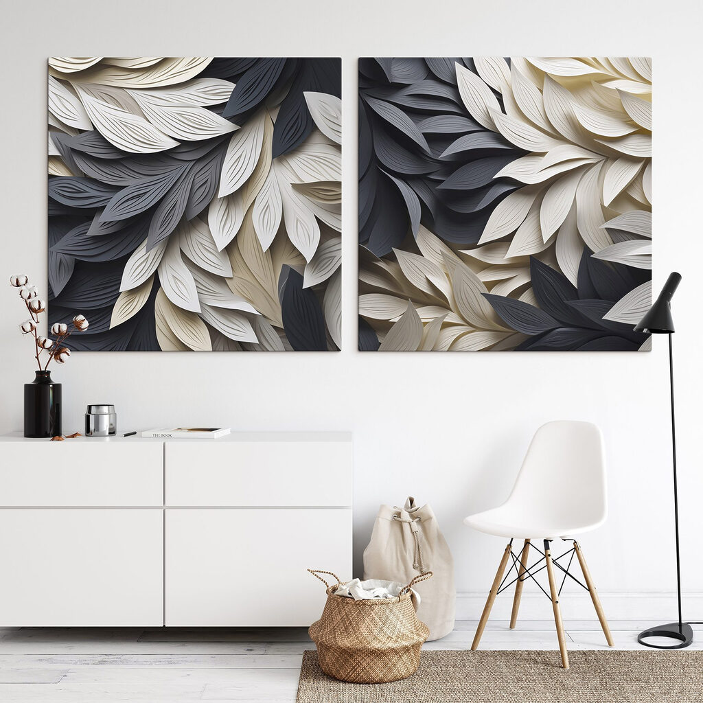 Bladeren in zwart-wit — interieur 2