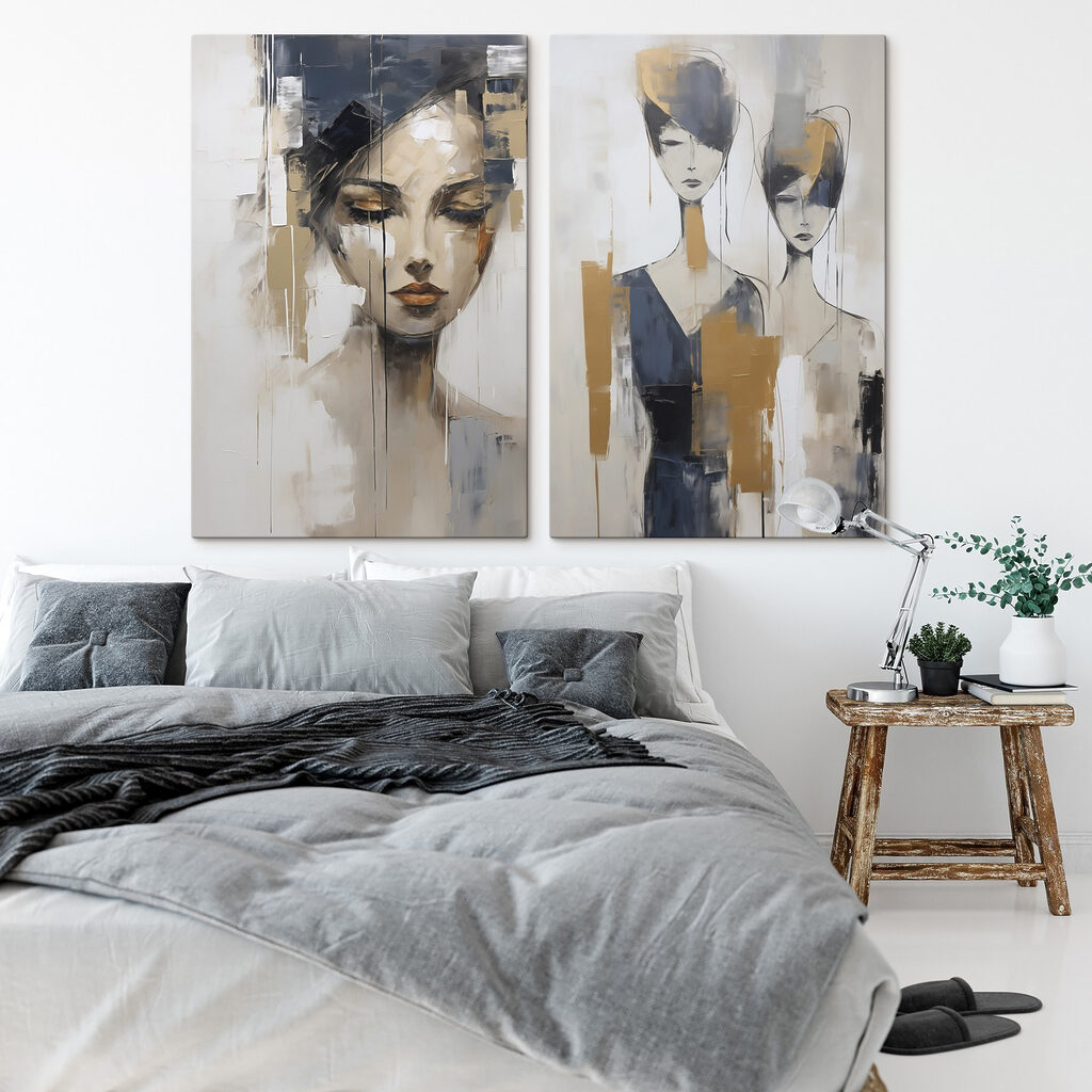Schilderij van een vrouw in een interieur