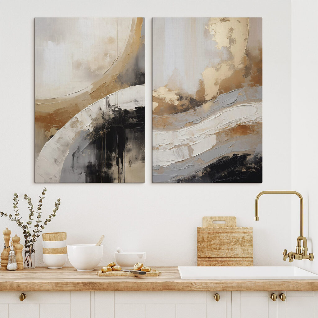 Twee kunstwerken in een interieur