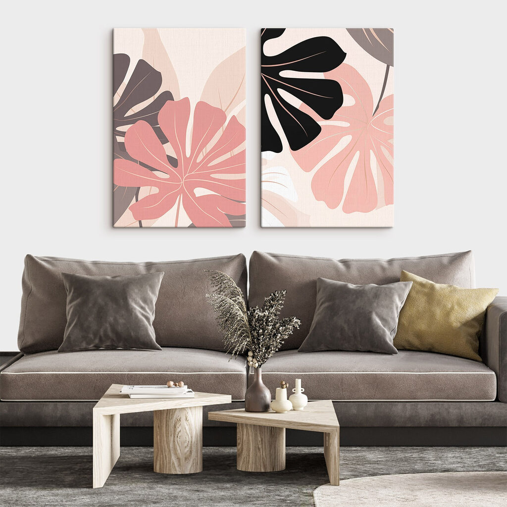 Elegante bladeren in zachte tinten — interieur 1