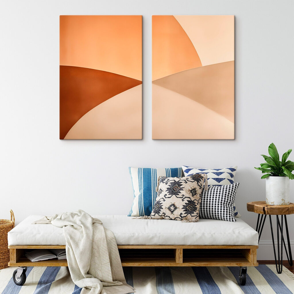 Zachte tinten in een geometrische opstelling in een interieur