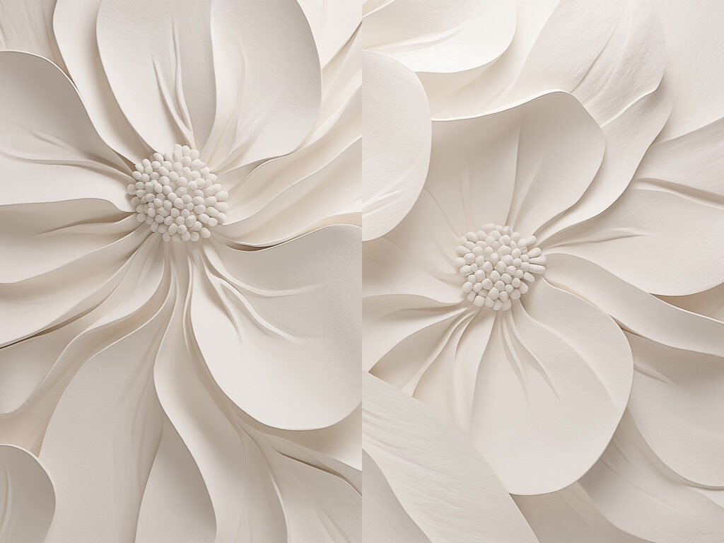 Collage van witte bloemen — volledig ontwerp
