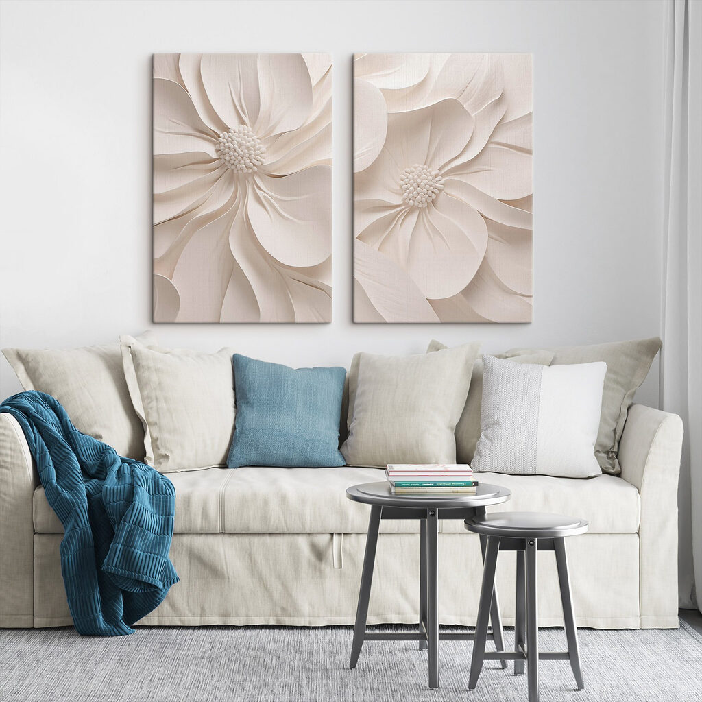 Collage van witte bloemen — interieur 2