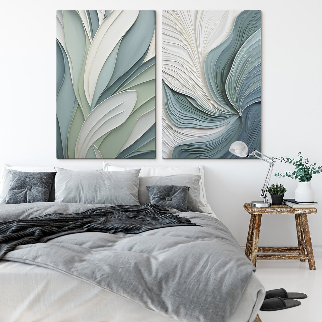 Bladeren langs blauwgroene golven — interieur 2