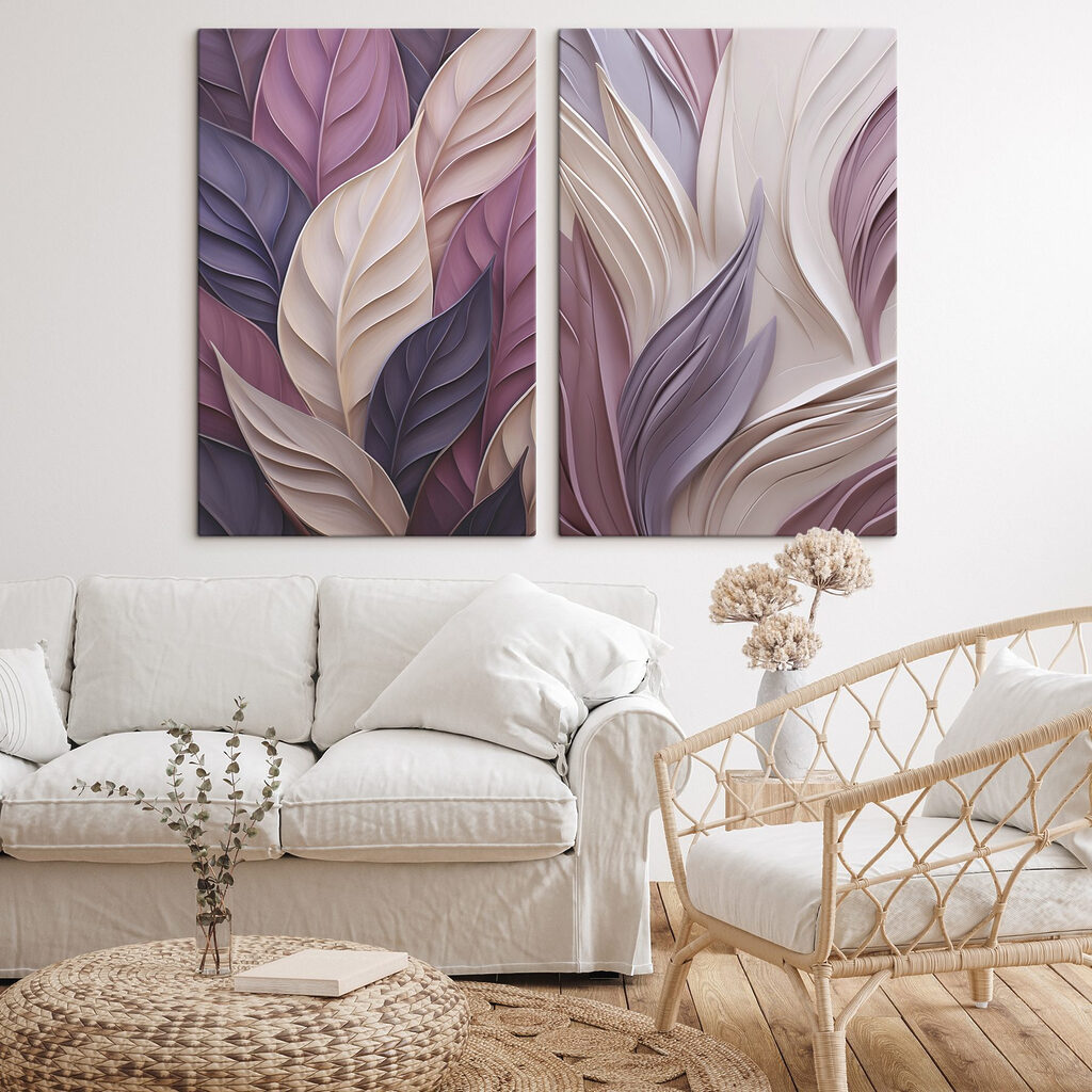 Bladeren in lila plooien — interieur 2