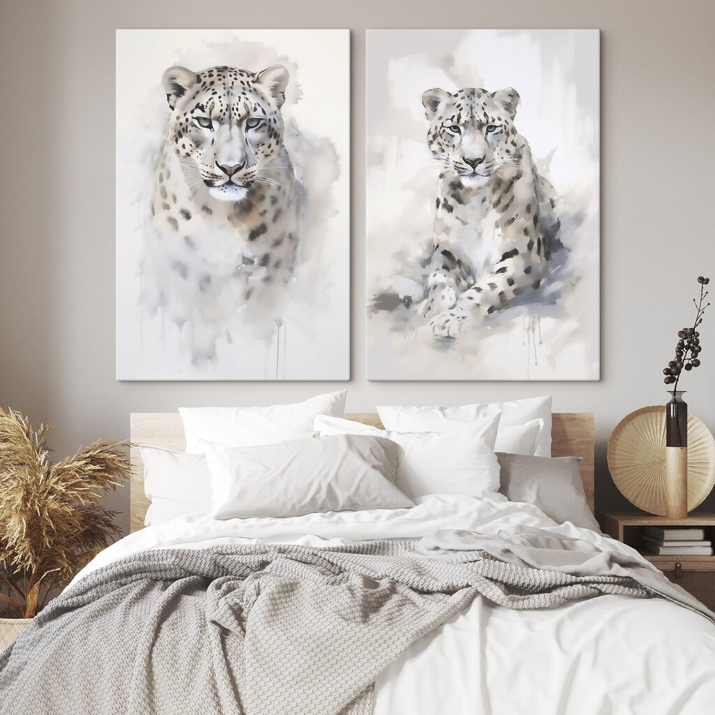 Schilderij van een luipaard in een interieur