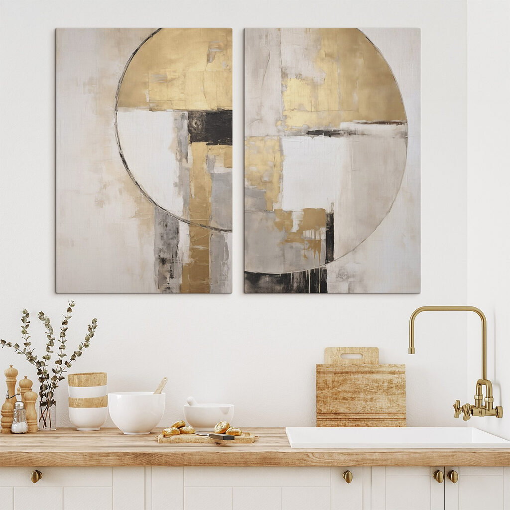 Twee kunstwerken in een interieur