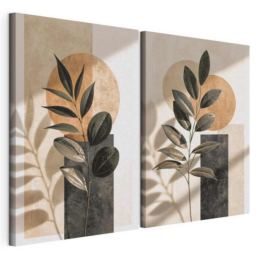Bloemrijke elegantie gaat hand in hand met geometrische vormen, gespannen canvas met doorlopende rand