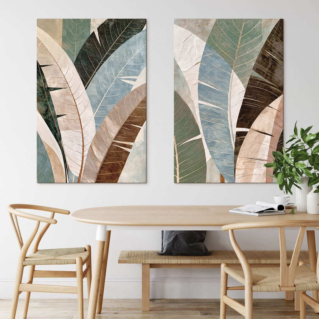Natuurlijke tinten in een elegant bladmotief in een interieur