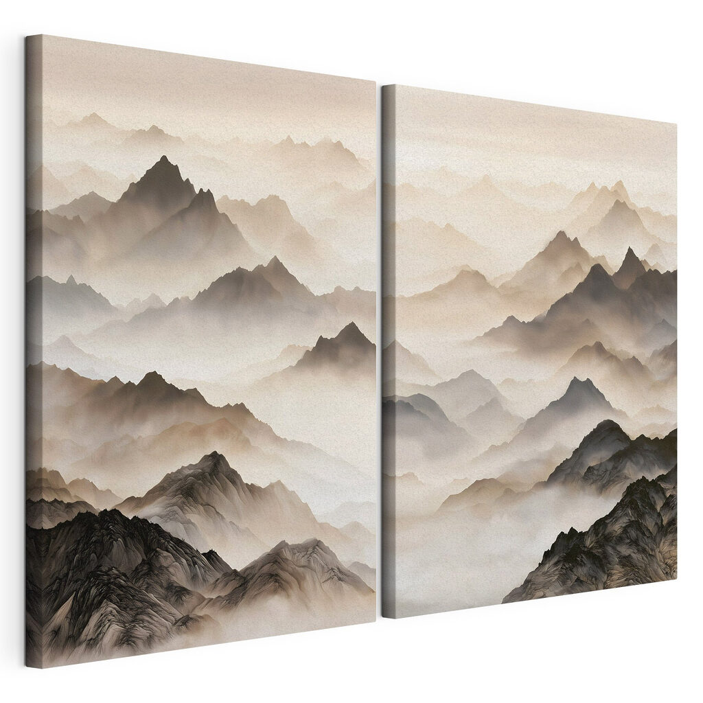 Collage van bergen met mist — productweergave