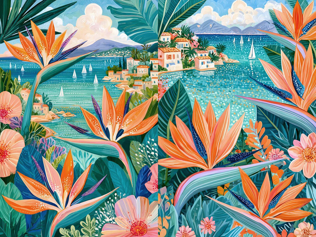 Collage van bloemen en planten — volledig ontwerp