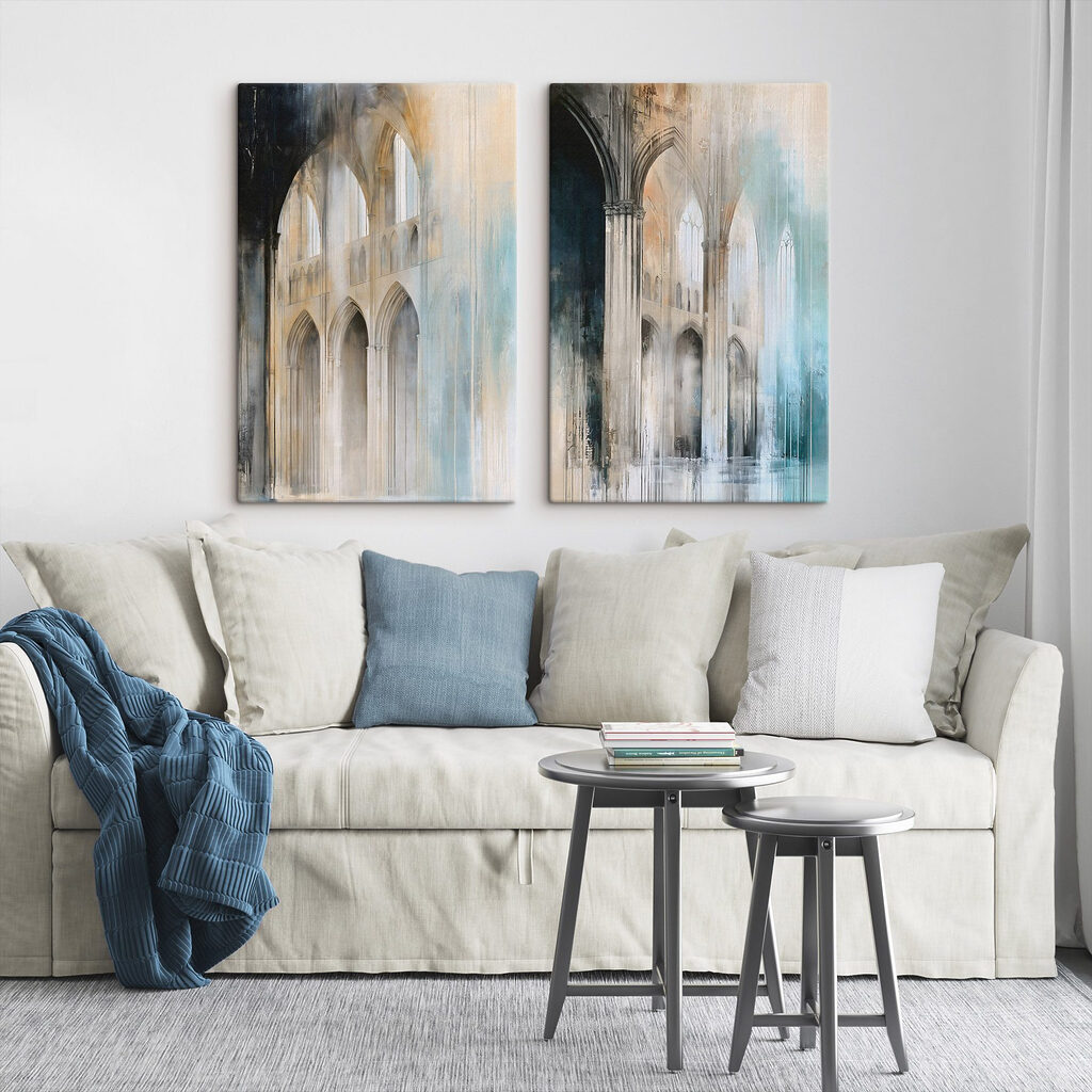 Schilderij van een gebouw met bogen — interieur 2
