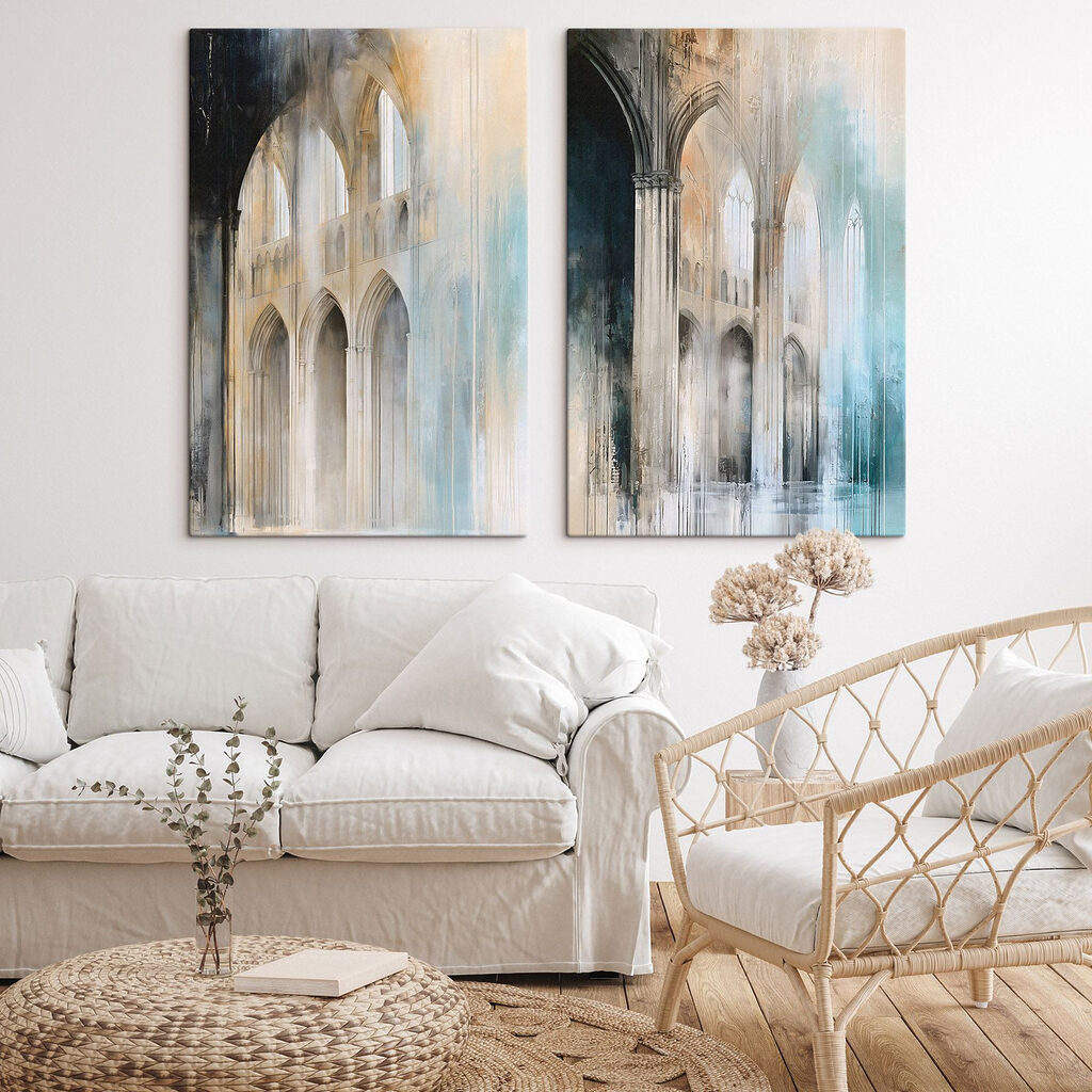 Schilderij van een gebouw met bogen — interieur 1