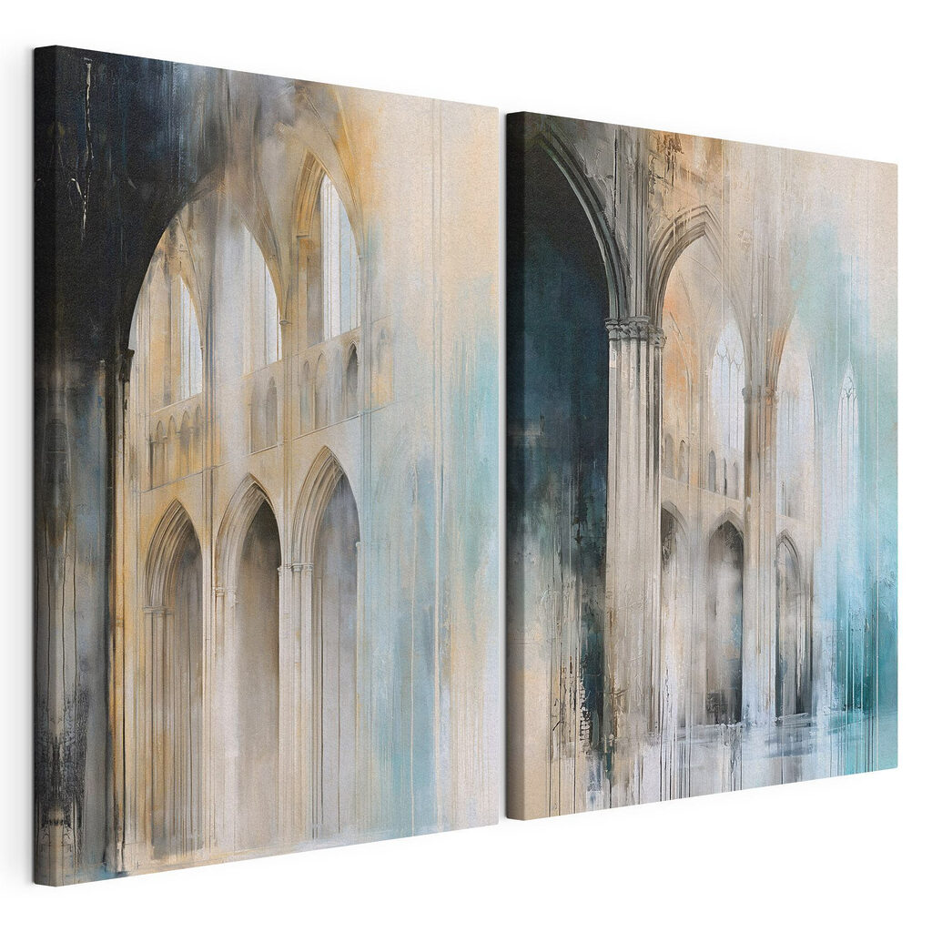 Schilderij van een gebouw met bogen — productweergave