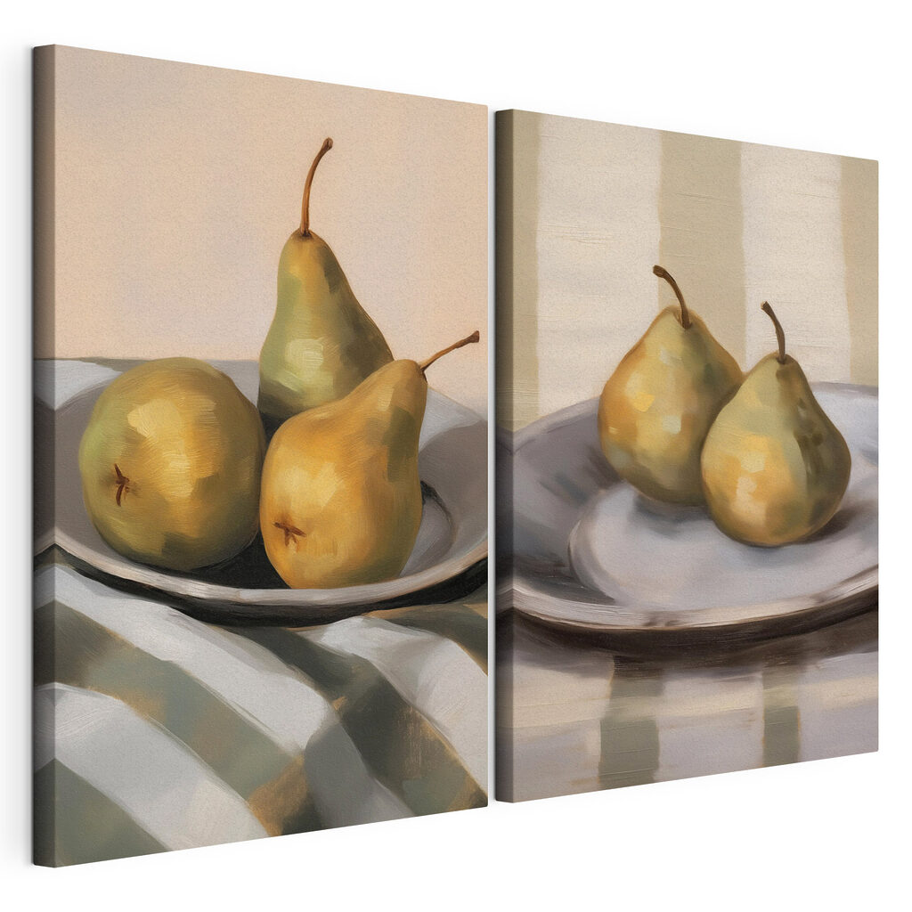 Peren op een bord, gespannen canvas met doorlopende rand