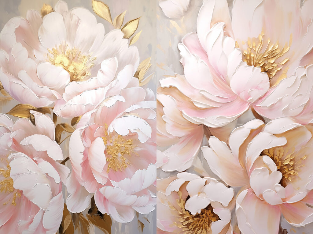Bloemen in roze wolken — volledig ontwerp