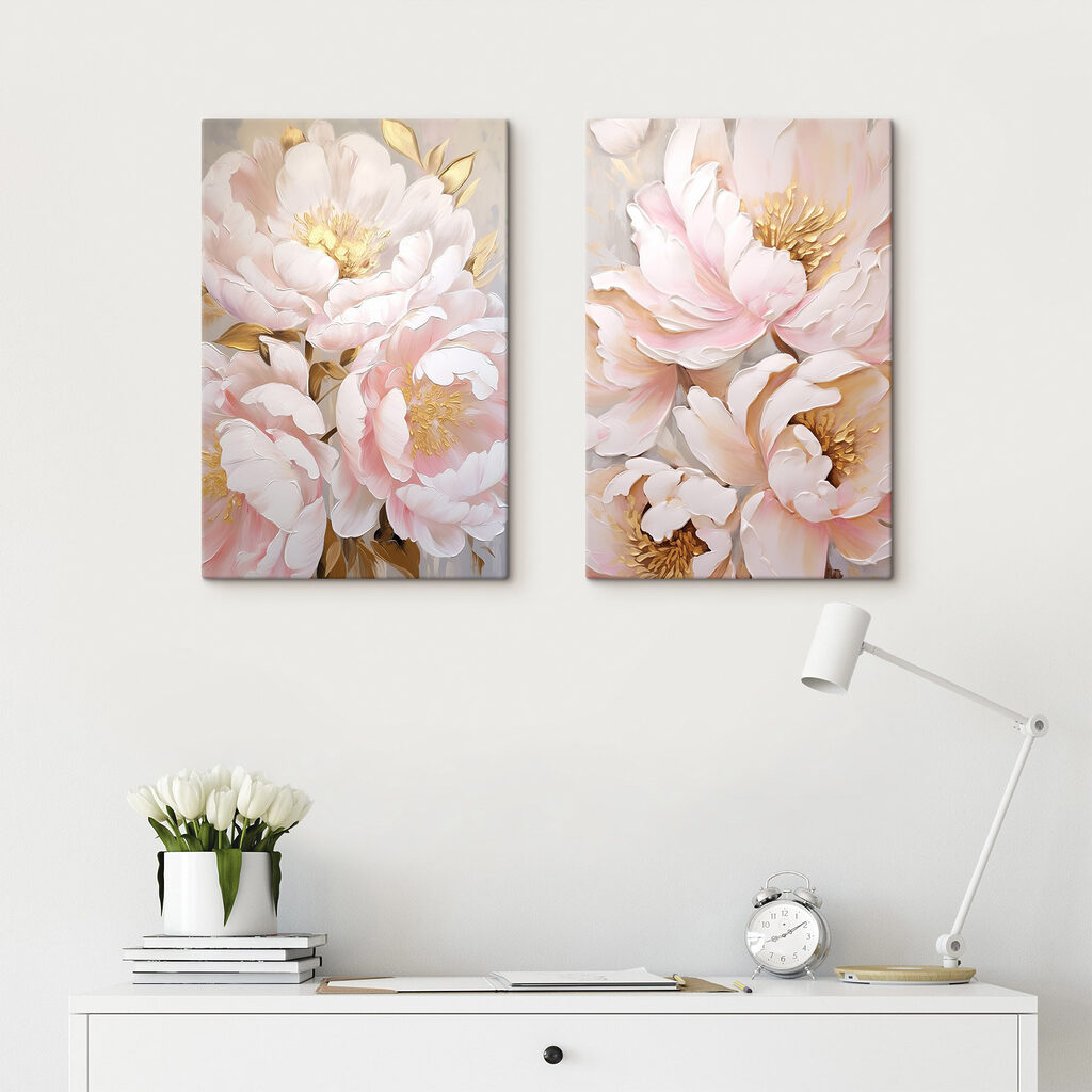 Prachtige bloemen in zachte pasteltinten in een interieur