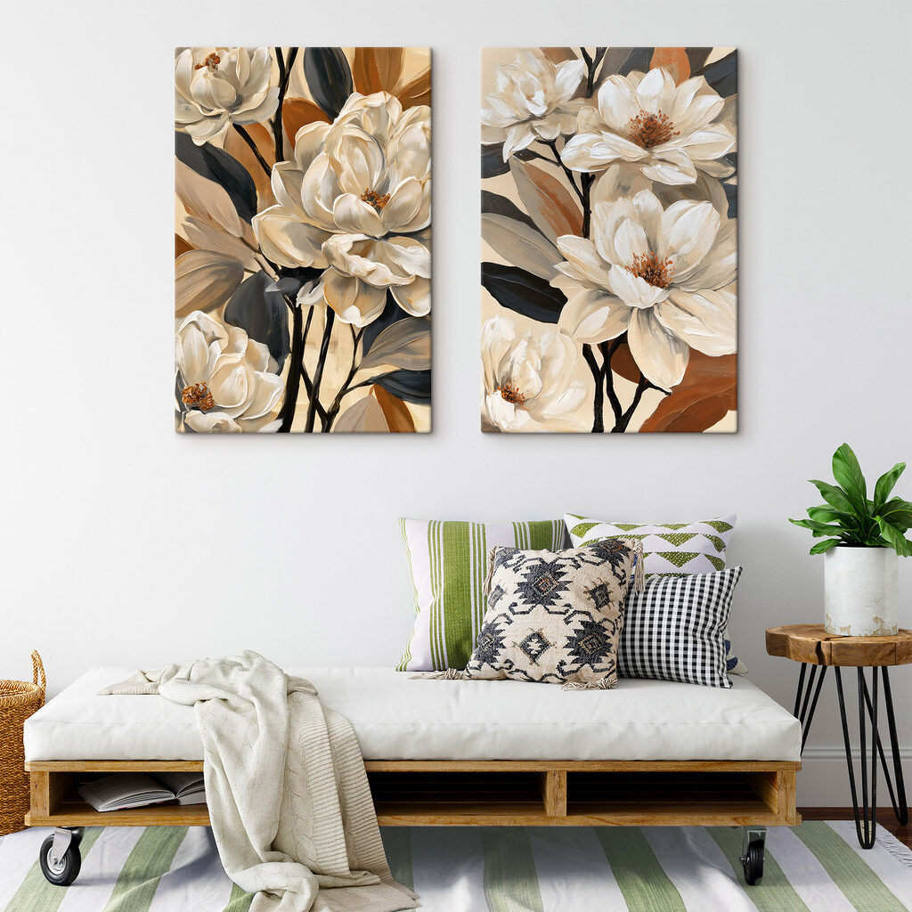 Bloemencollage in een interieur