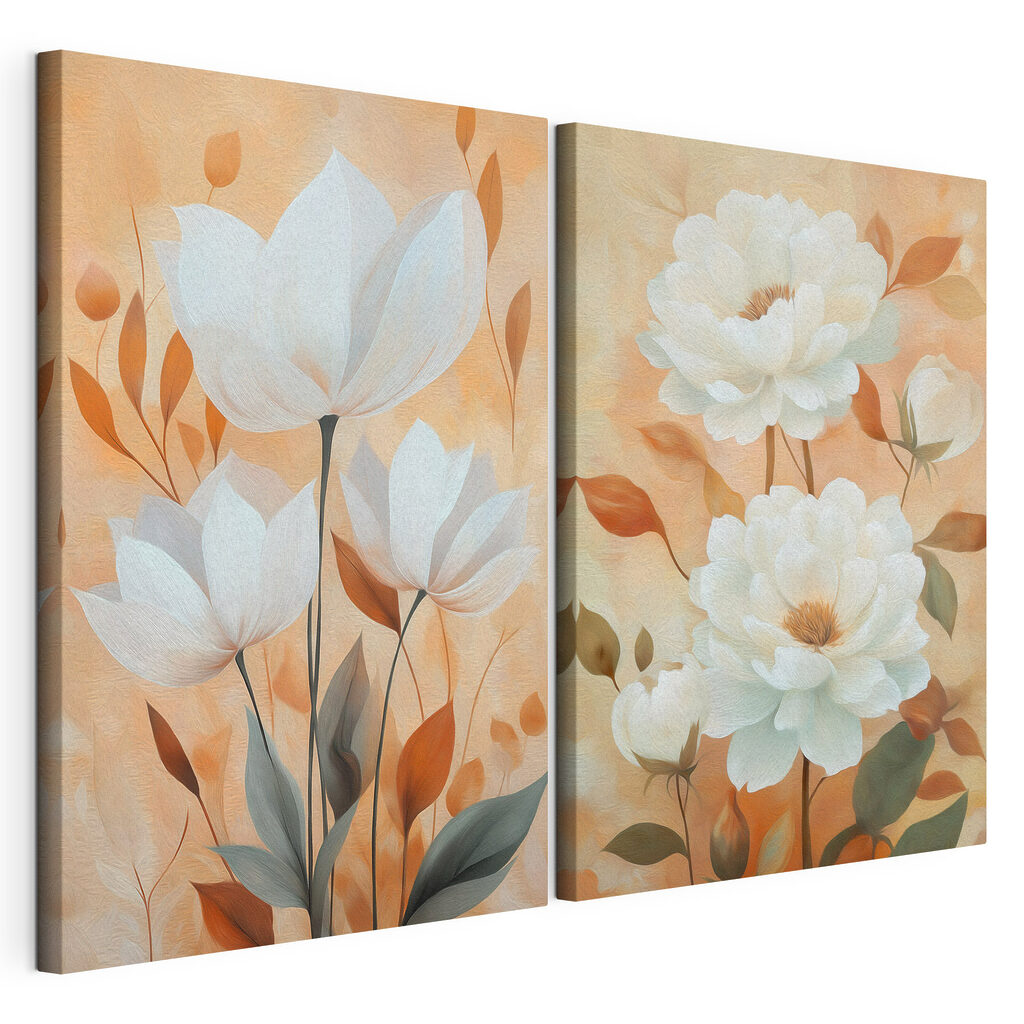 Witte bloemen op oranje — productweergave