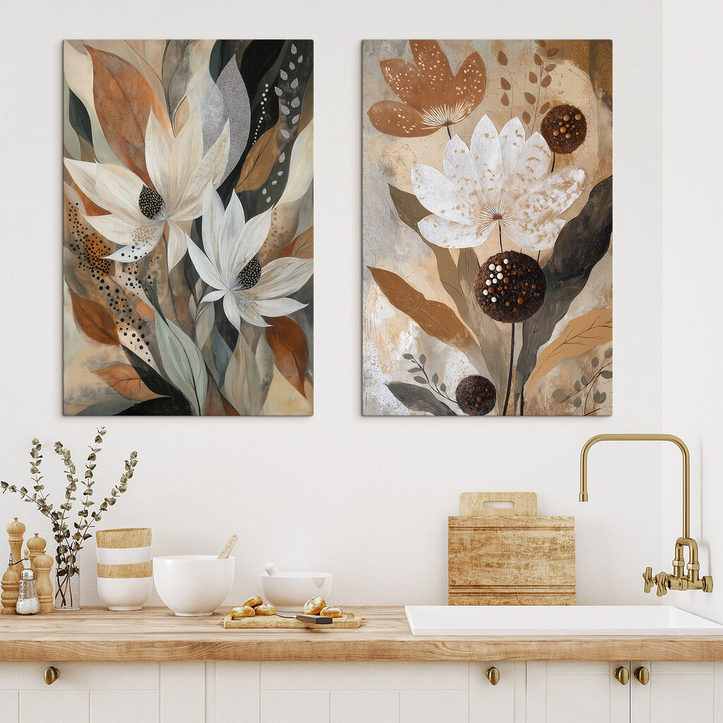 Bloemen tussen aardekleurige stippen — interieur 2
