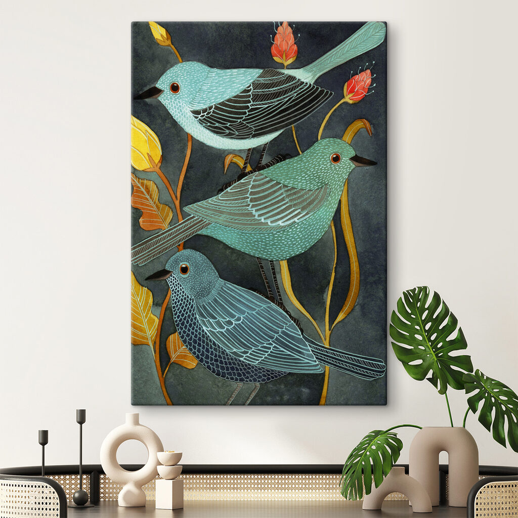 Drie vogels tussen bloemen — interieur 7