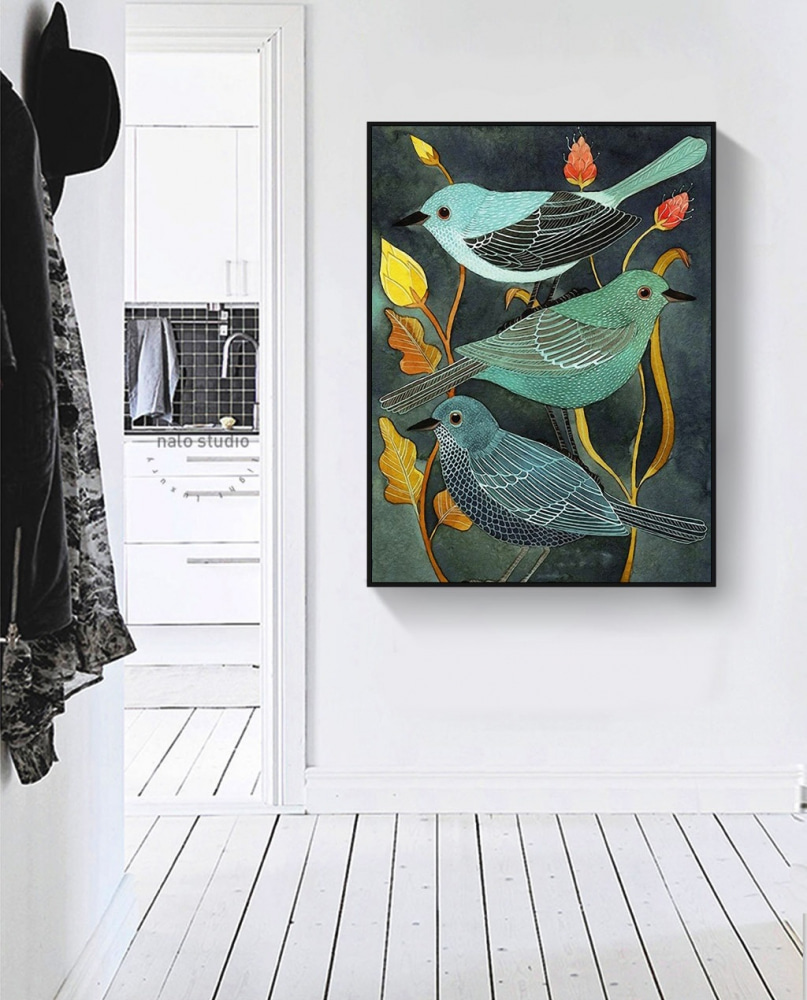 Drie vogels tussen bloemen — interieur 6