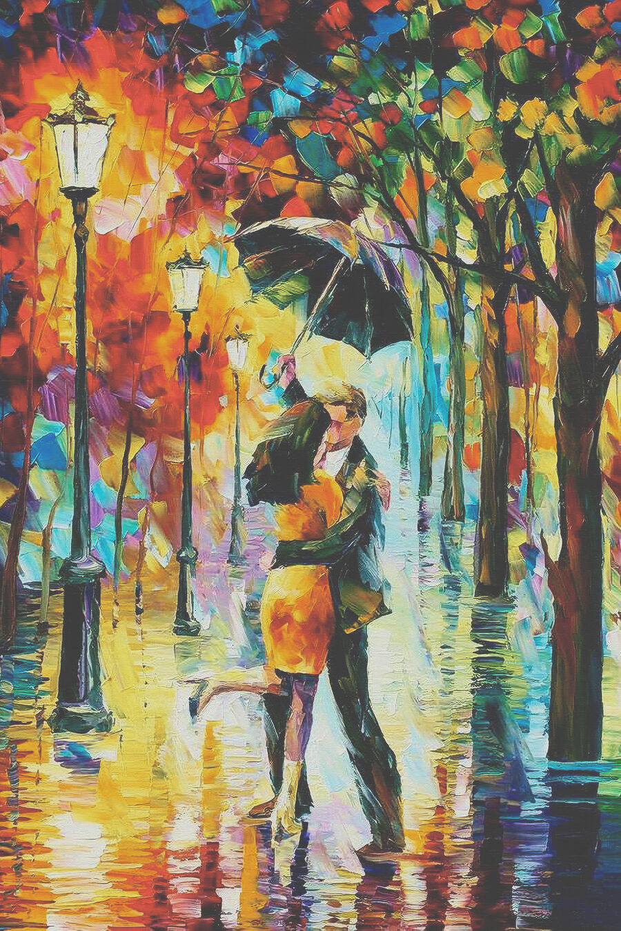 Een kus onder regen — volledig ontwerp