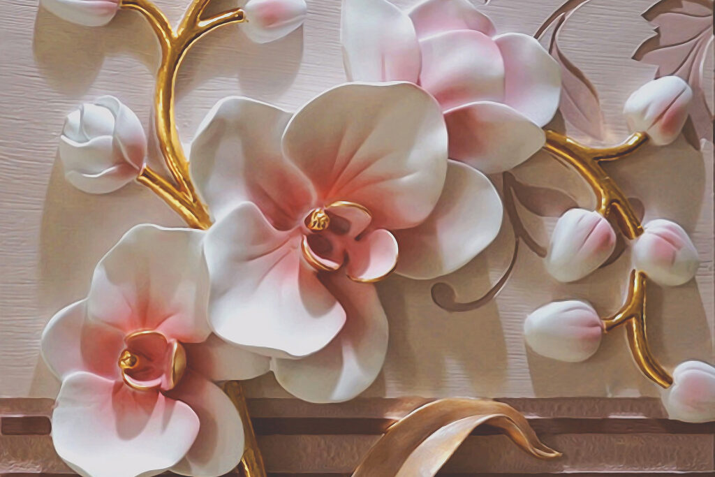 Orchideeën in roze licht — volledig ontwerp