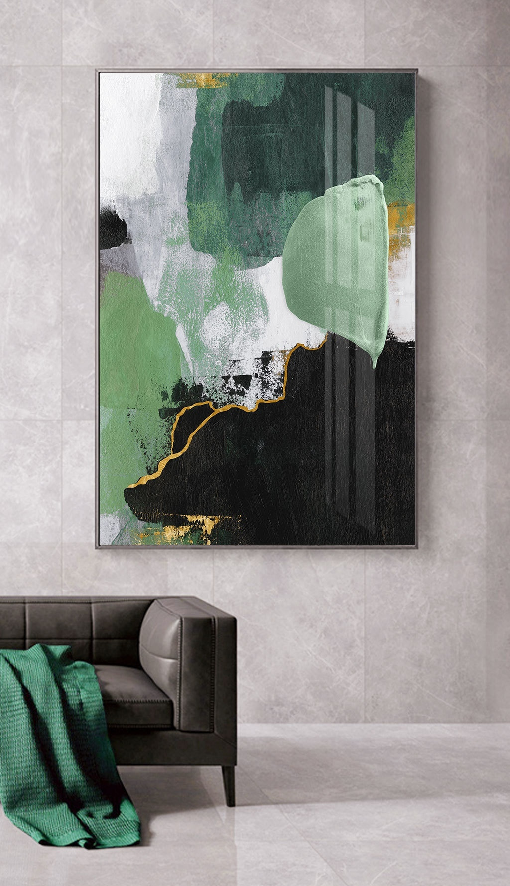 Groene vlakken met goud — interieur 2
