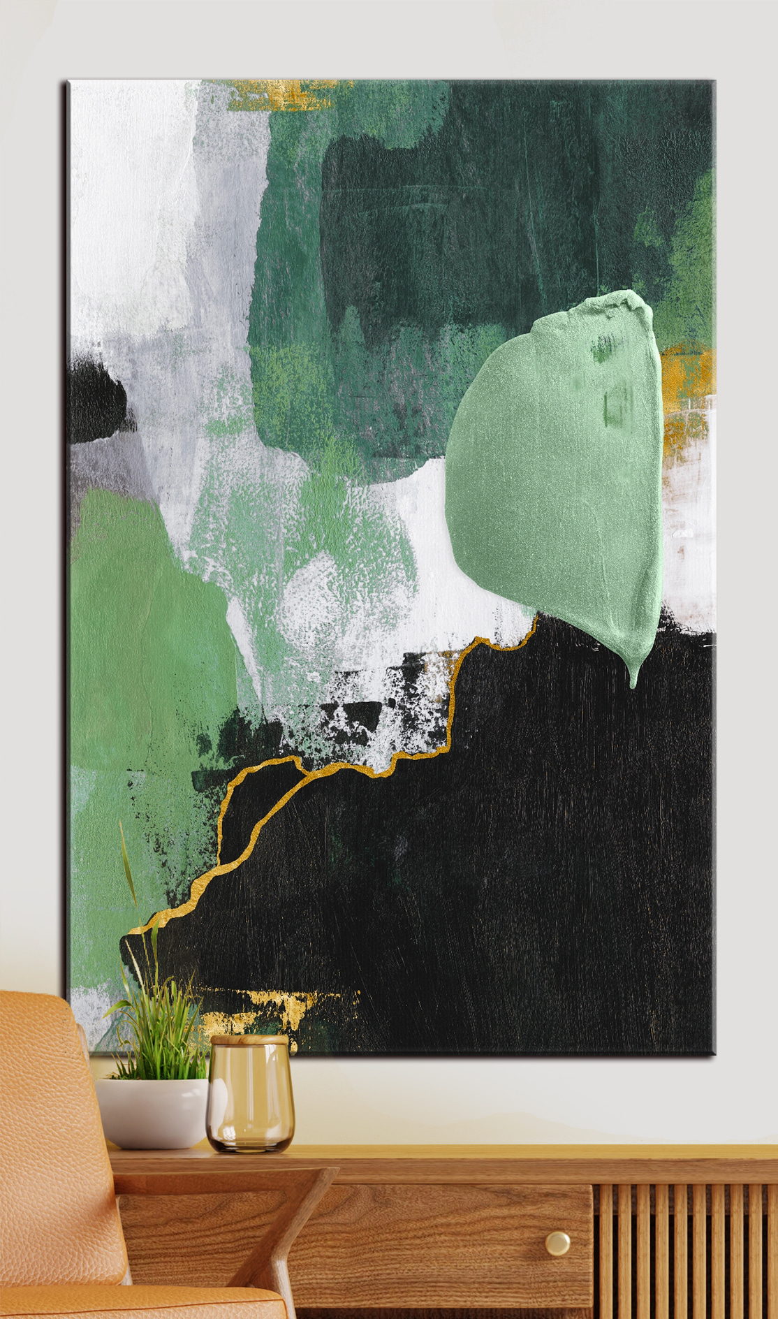 Groene vlakken met goud — interieur 1